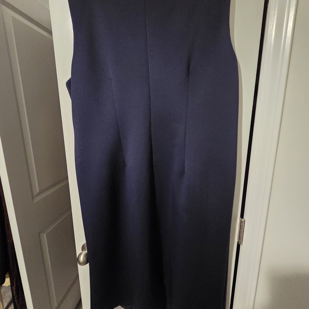 R&M Richards Navy Sleeveless Sequin-Trim Midi Dress - Picture 2 of 4